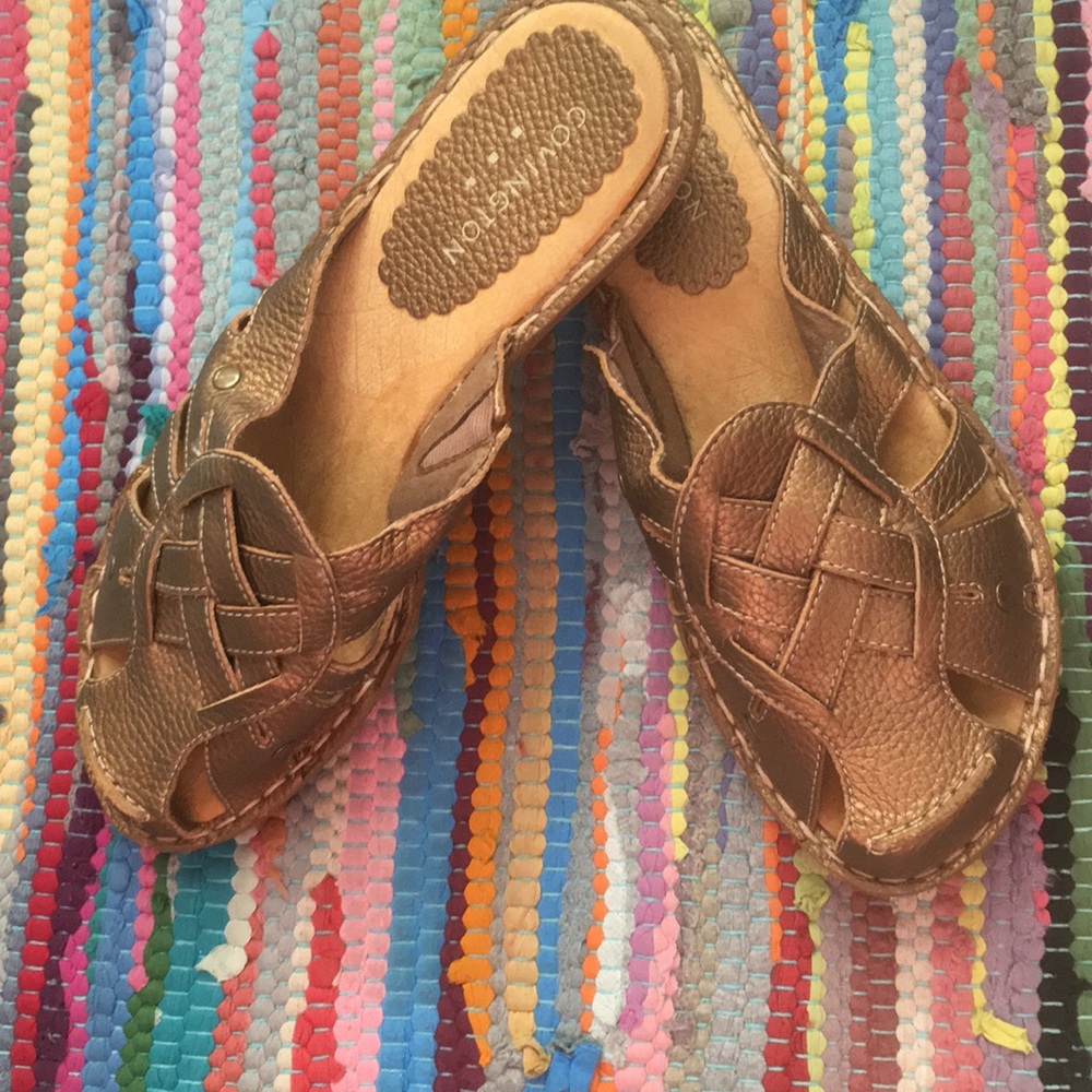 Covington Gold Leather Slip ons